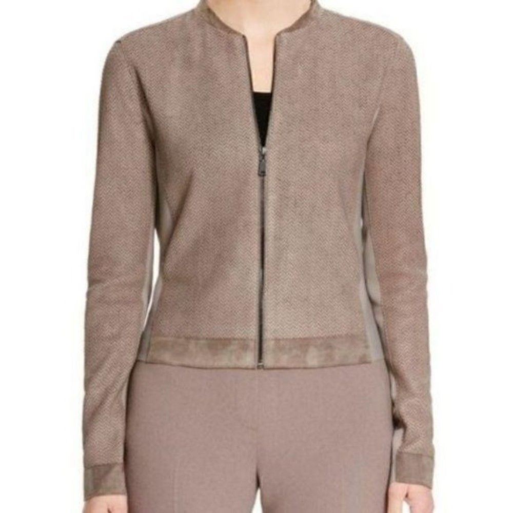Elie Tahari brown snake scale leather jacket M